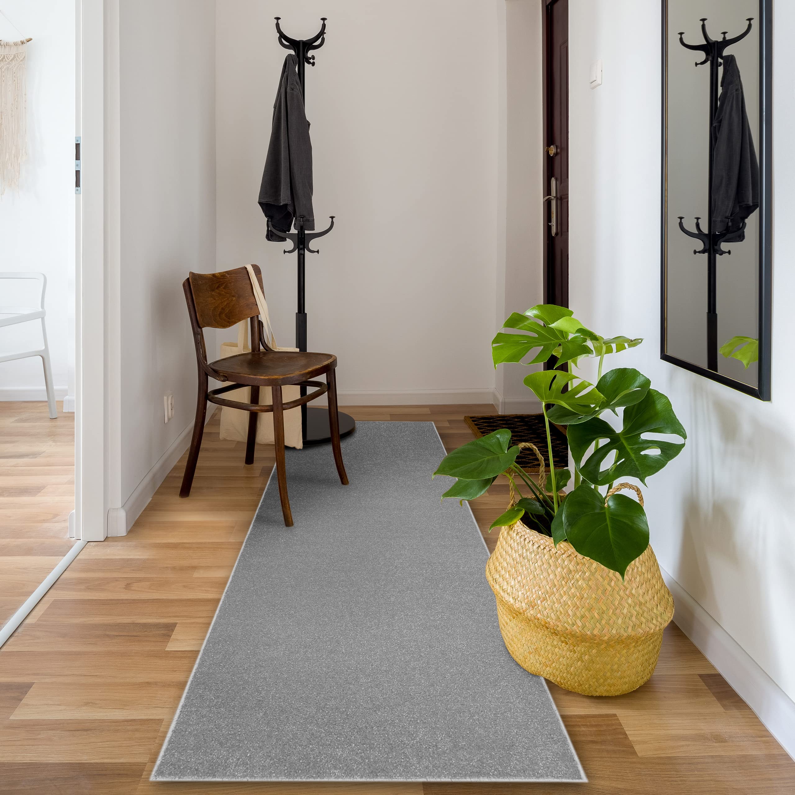 rugsx Tapis de Couloir Eton pour la Cuisine, Le Hall, Le Couloir, l'entrée, Solide, Classique, Argent 70x500 cm