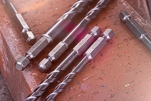 Miniatura 8 de Juego de brocas métricas para mampostería de 9 piezas, punta de carburo con vástago hexagonal de 14 pulgadas para hormigón, ladrillo, bloque y