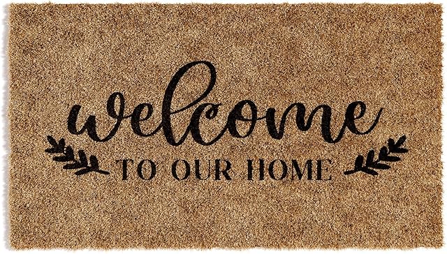 Barnyard Designs Welcome to our Home Doormat, Indoor/Outdoor Non-Slip Rug, Front Door Welcome Mat for Outside Porch Entrance, Home Entryway Farmhouse Decor, 76 x 43cm
