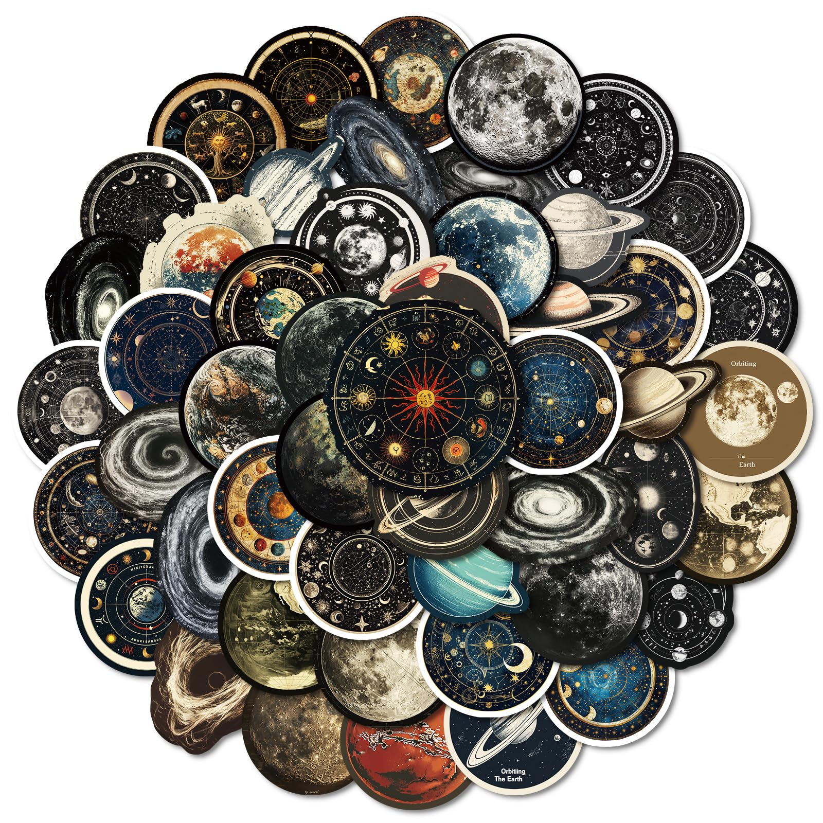 AUCEKO 50PCS Multicolor Space Sticker Pack, Vinyl Stickers for Laptop, Water Bottle, Skateboard, Car, Bike, etc.