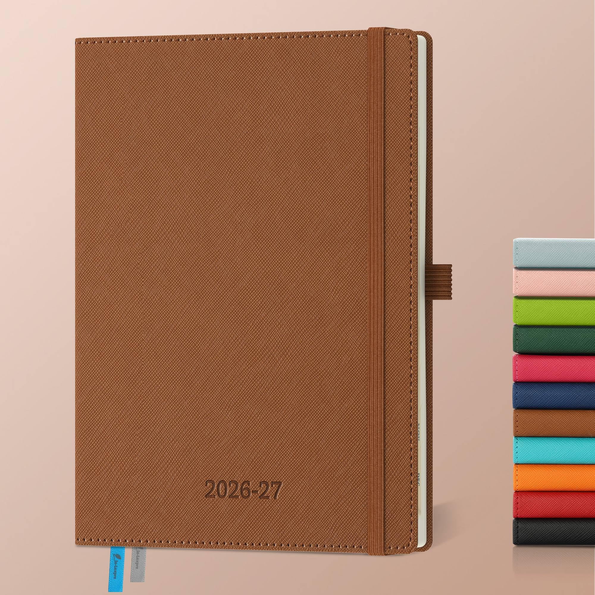 IN-LUXPRO Academic Diary 2026-2027: A5 Week to View (21.9x16.2 cm) 18 Months(Jul'26 - Dec'27) Weekly & Monthly Planner with Month Tabs & Inner Pocket, Expenses/Note Pages, PU Leather Brown