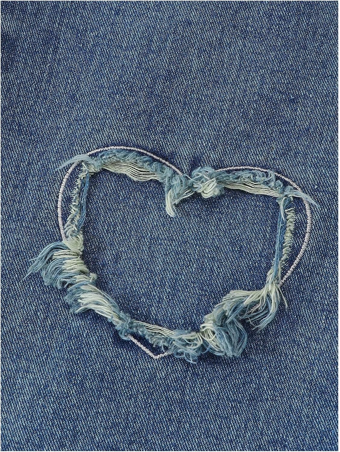 GORGLITTER Girl's Baggy Jeans Cute Y2K Bow Graphic High Waisted Wide Leg Raw Trim Elastic Denim Pants Skater Trousers