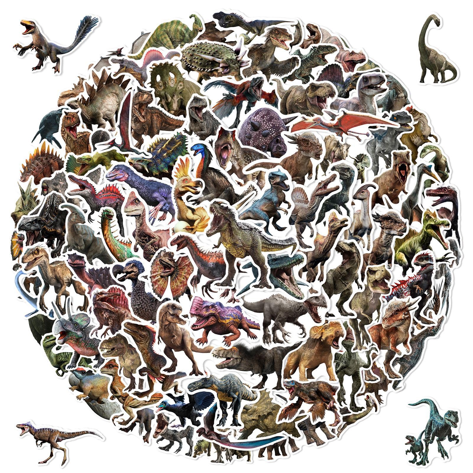 100pcs Jurassic Dinosaur Stickers for Lids, Cool Dino Waterproof Stickers for Boy Girl Children Water Bottle, Phone, Computer, Skateboard, Bike, Luggage, Notebook, Scrapbook
