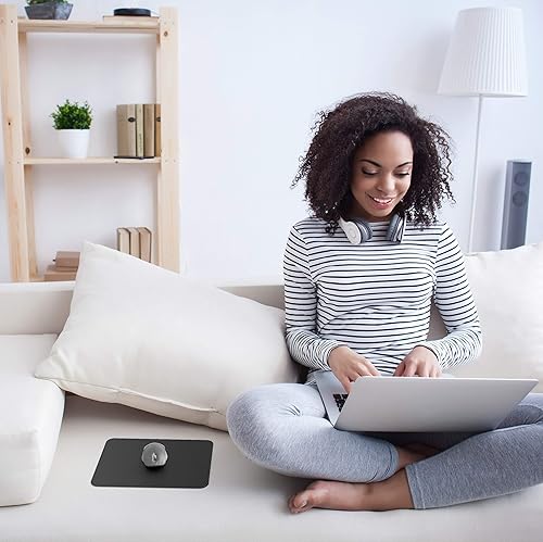 Miniatura 6 de Alfombrilla de mouse dura, alfombrilla de mouse de piel sintética ultra fina con textura de madera, base de goma antideslizante impermeable para