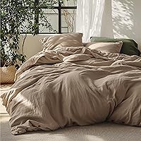 Vista 15 de Bedsure Funda de edredón de lino tamaño Queen – Juego de ropa de cama de mezcla de lino y algodón, suave y acogedor, 3 piezas, 1 funda de edredón