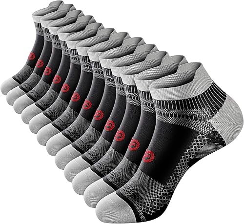 PAPLUS Ankle Compression Sock for Men and Women 246 Pairs, Low Cut Compression Running Sock with Ankle Support