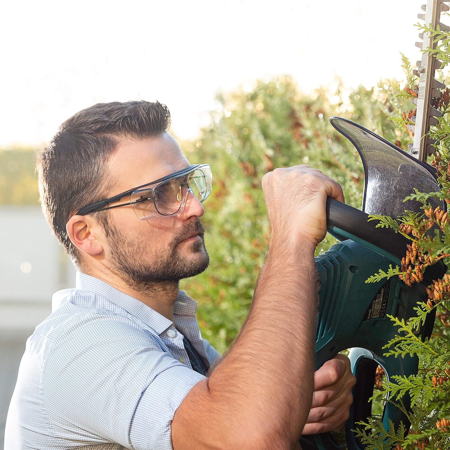 NoCry Safety Glasses That Fit Over Your Prescription Eyewear. Clear Anti-Scratch Wraparound Lenses, UV400 Protection, ANSI Z87 & OSHA Certified. Use in the Lab, Travelling, Black & Orange Frames - - 