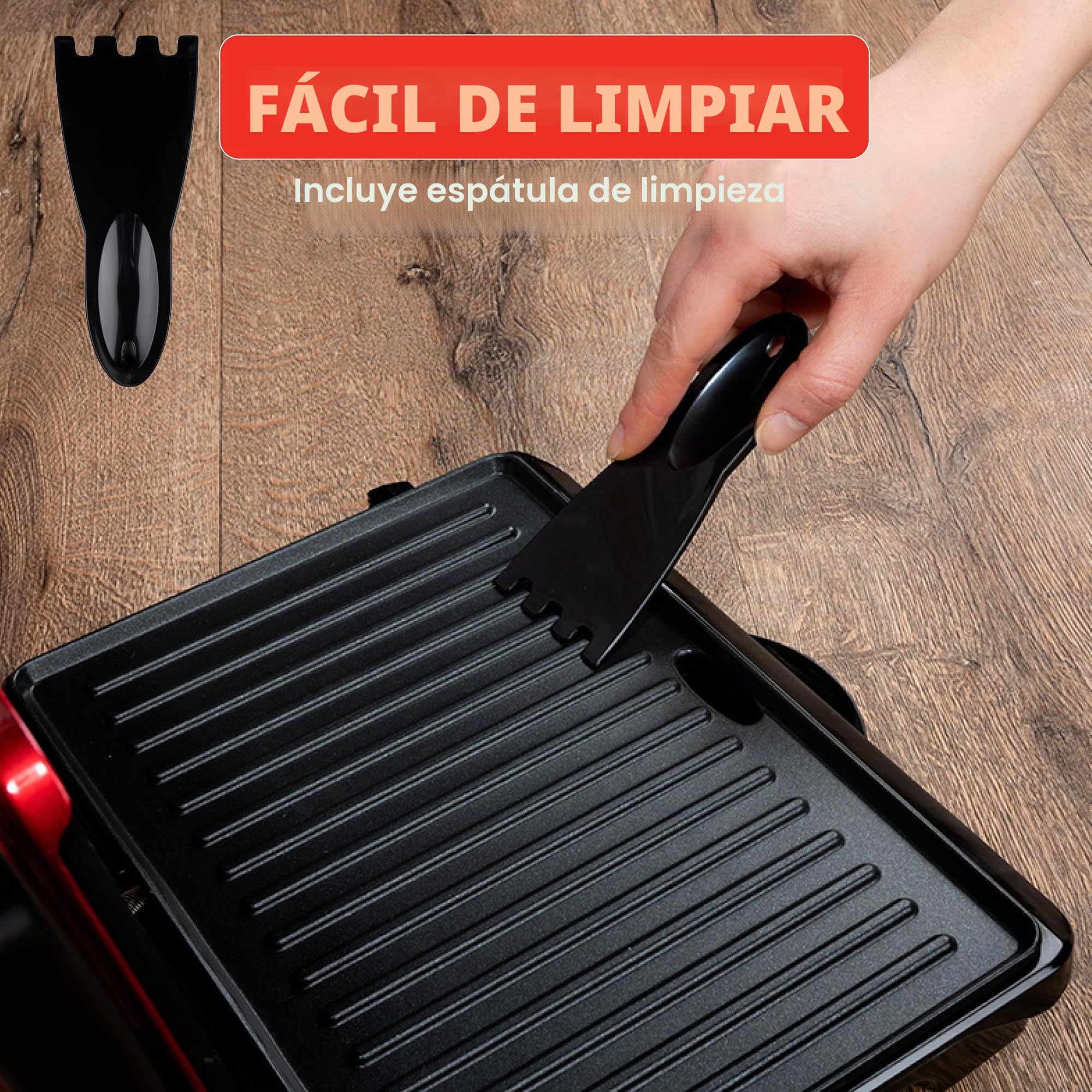 alpina Parrilla de contacto Optigrill 230 V/1000 W - Sandwichera - Panini Grill - Multigrill para verduras, pan y carne - Barbacoa de mesa con revestimiento antiadherente - Bandeja de goteo -