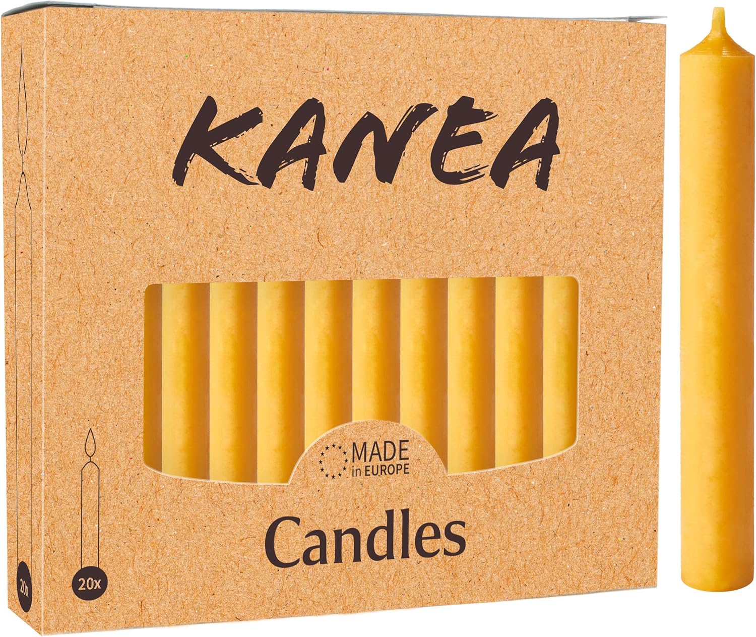 KANEA Premium 100% Beeswax Tree Candles - Pack of 40-3.75 x 0.5 Inches Christmas Candles for Pyramids, Carousels & Chimes - Made in Europe