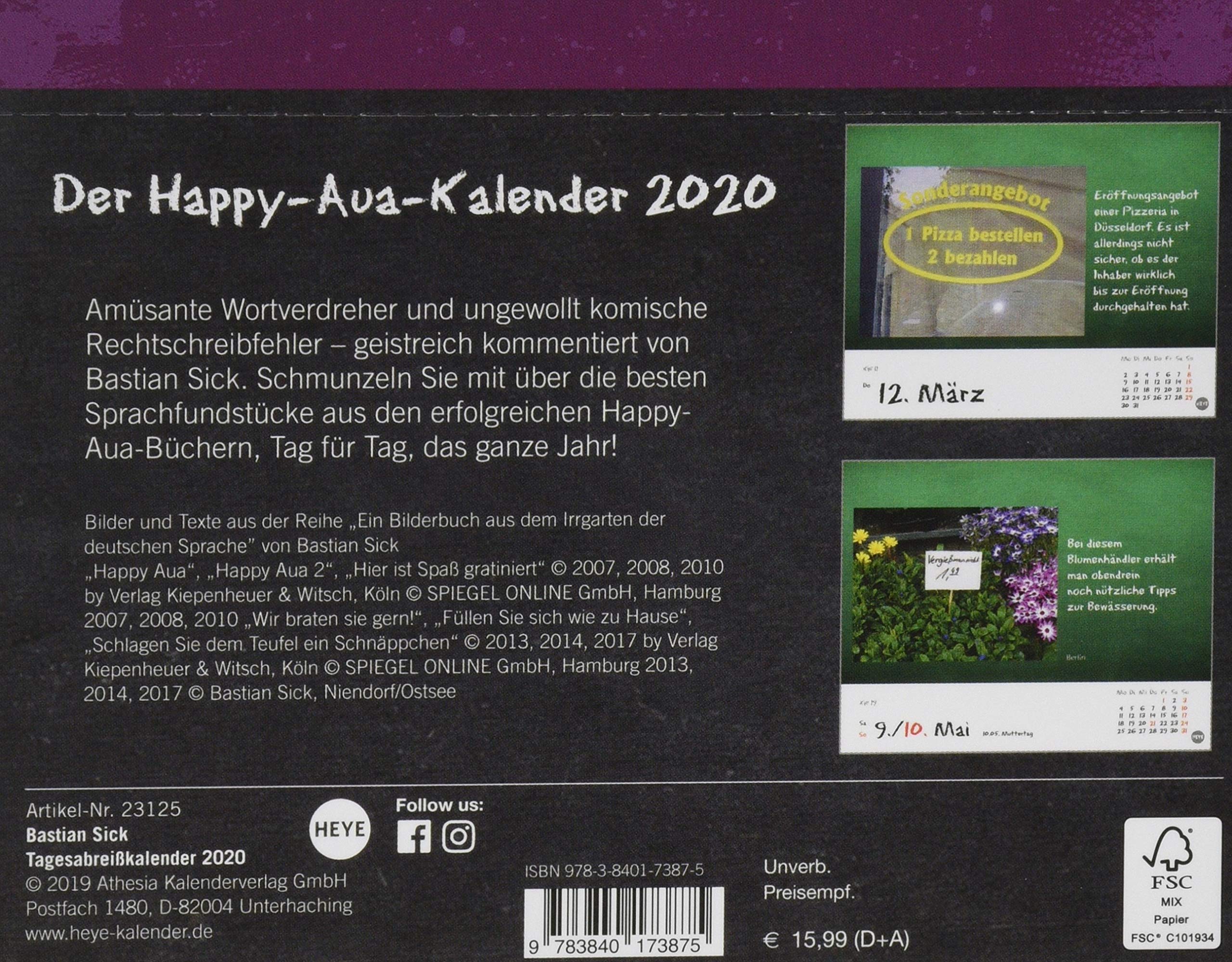 Bastian Sick Tagesabreißkalender: Von Karlfreitag bis Oktobert. Tischkalender 2020. Tageskalendarium. Blockkalender. Format 14 x 11 cm