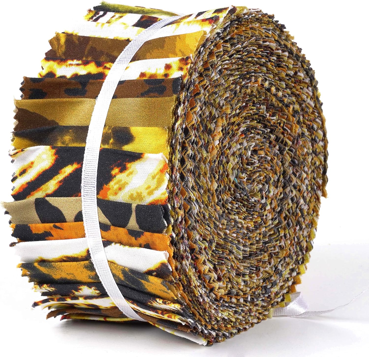 Soimoi Yellow Jelly Roll Fabrics for Quilting 40 Strip 2.5" Inch Cotton Strips Bundles, Perfect Quilting Fabric for Craft Project, Precut Quilt Fabirc, Cotton Strips for Decor, Blanket- Animals Print