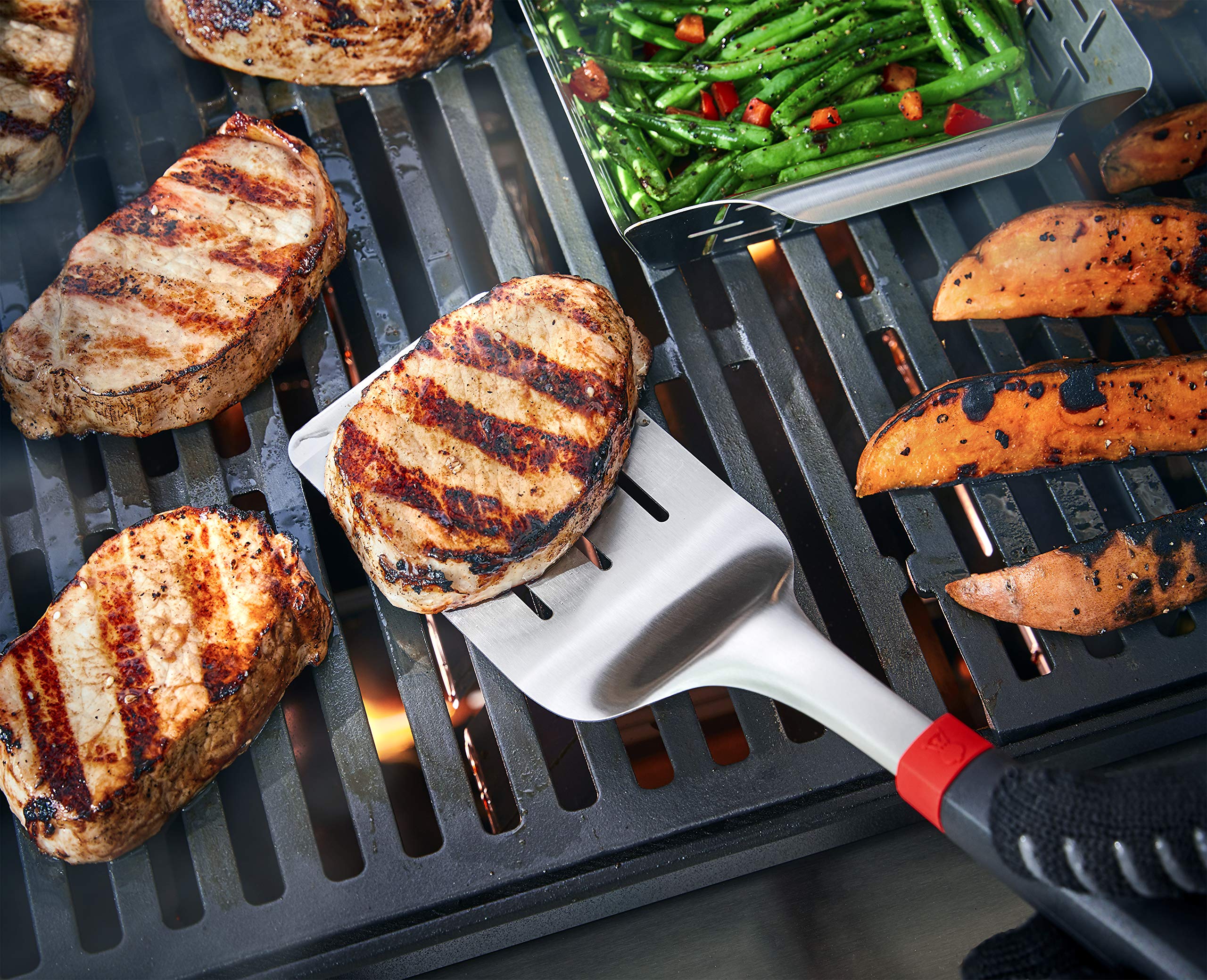Weber Set d'ustensiles de Barbecue 2 pièces Pince et Spatule Poignée Ergonomique Compatible Lave-Vaisselle