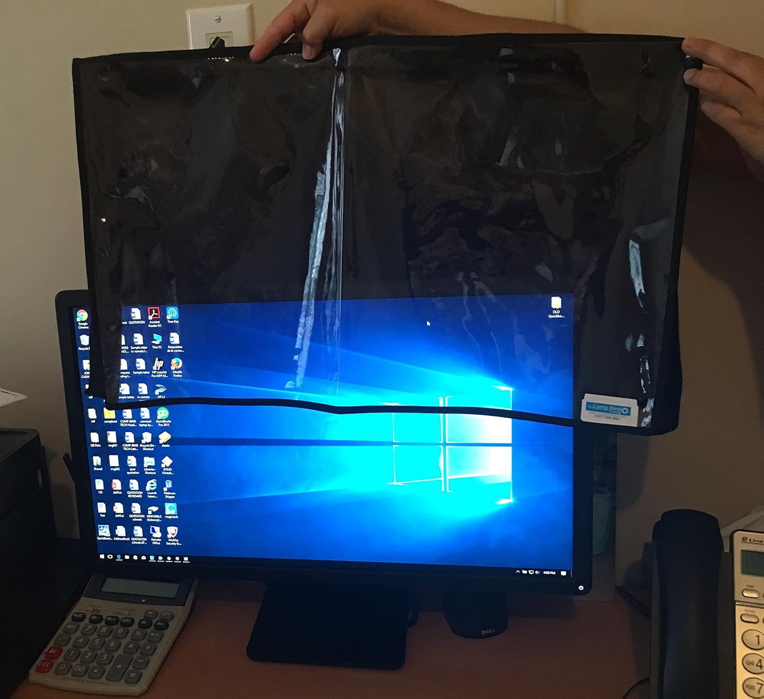 Cover for Dell P2314T 23'' LED Touch Screen Monitor Clear Transparent Nylon Anti-Static Dust Cover by Comp Bind Technology 23.25''W x 2.5''D x 16''H