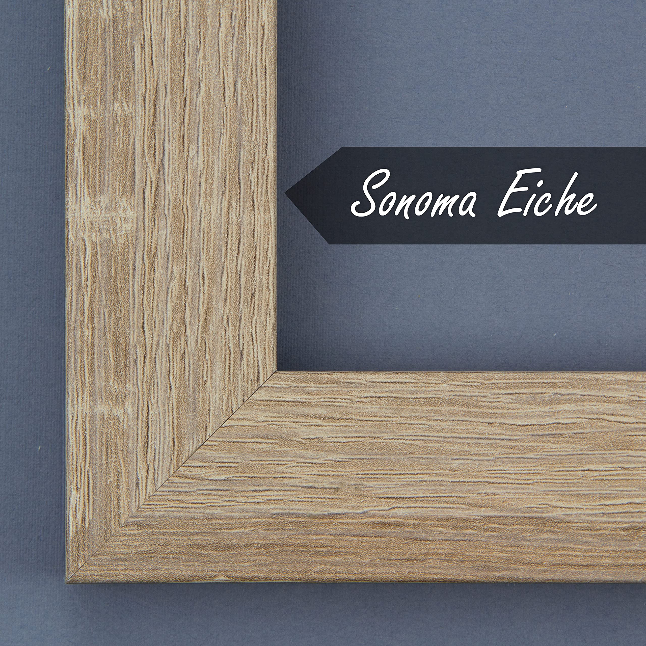 BIRAPA Monaco Bilderrahmen Holz 69x97 cm Sonoma Eiche - Wechselrahmen Bilderrahmen Plexiglas - für Fotos, Bilder & Poster