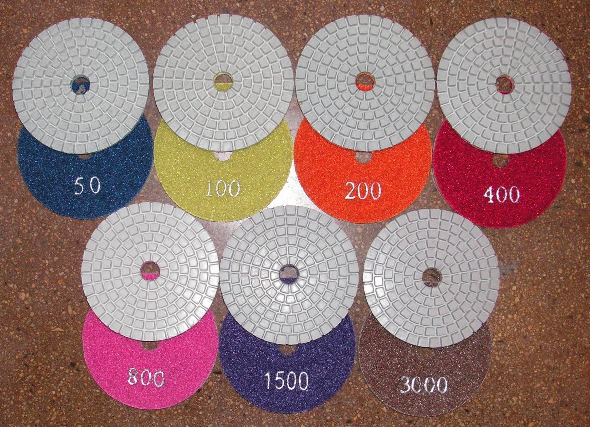 Set of 7 Wet Diamond Polishing Pads Aa Series