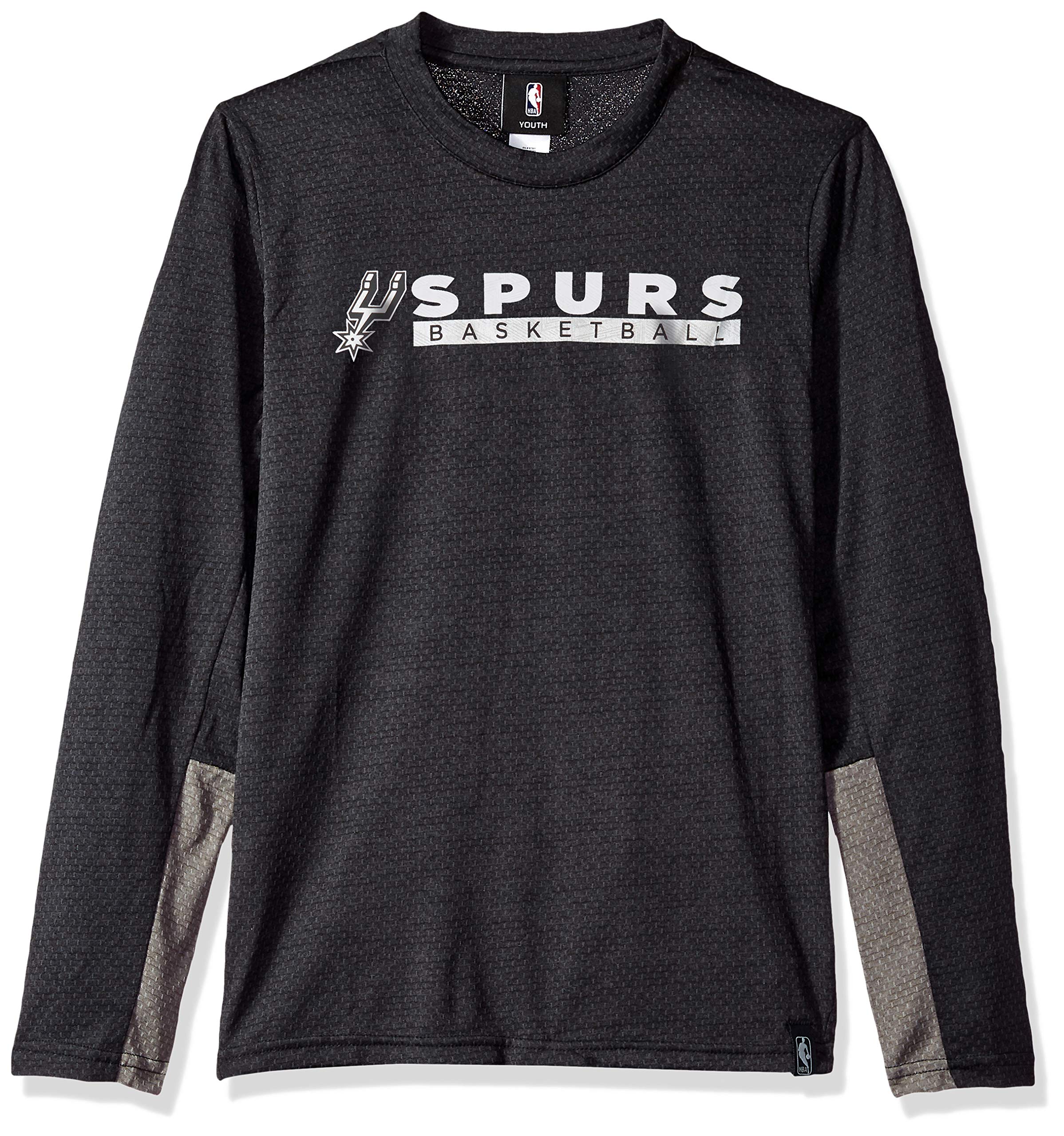 NBA by Outerstuff NBA Youth Boys San Antonio Spurs Covert Long Sleeve Performance Tee, Black, Youth Small(8)