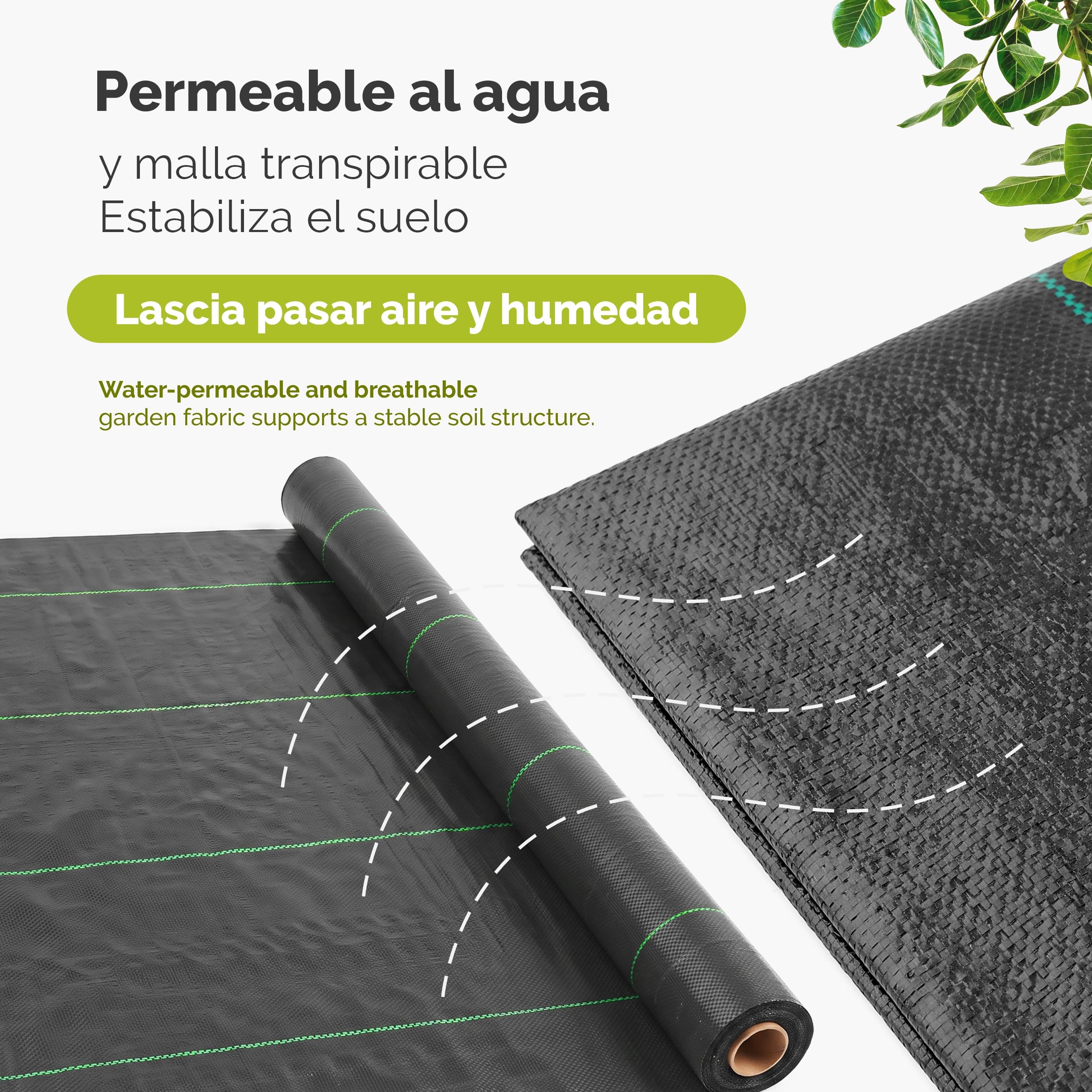 Garronda Malla Antihierbas de Tejido PP 90 g/m² 2 x 50 m 100 m² GD-0193