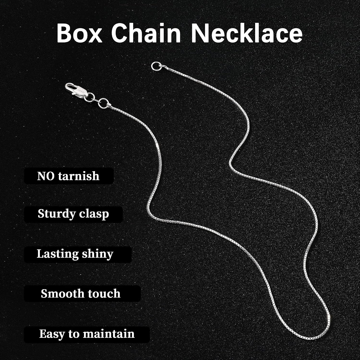 925 Sterling Silver Box Chain Necklace for Women - 1.1mm Sterling Silver Box Chain Necklace Silver Chains Necklaces Jewelry Gifts for Women 16/18/20/22 Inch