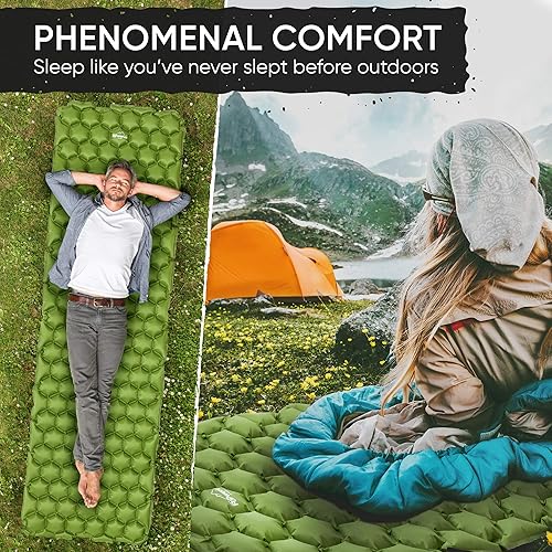 Miniatura 2 de Powerlix - Colchoneta inflable ultraligera y compacta con bolsa de inflado, bolsa de transporte y kit de reparación, ideal para acampar, mochilero y