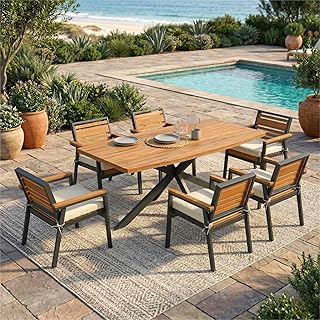 Merax Acacia Wood Extended Dining Set image