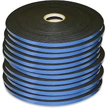 Double Sided Foam Glazing Tape 1/8" Thick x 1/2" Wide x 108 - Black - 12 Rolls