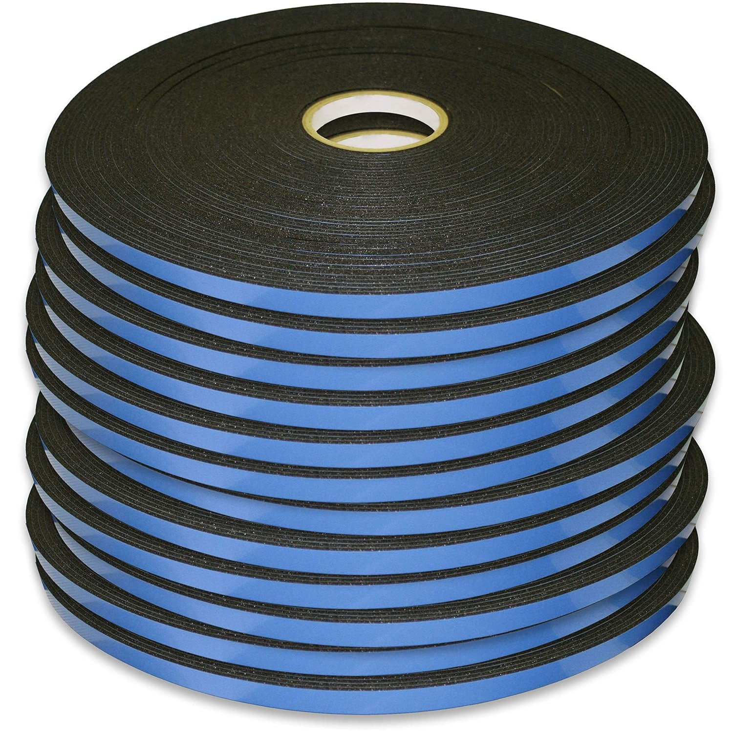 Double Sided Foam Glazing Tape 1/8" Thick x 1/2" Wide x 108' - Black - 12 Rolls