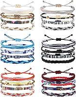 Florideco 24PCS Boho Surfer Anklets - Adjustable Handmade Braided Beach Bracelets, Waterproof Summer Rope Jewelry for Women Men