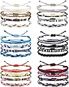 Florideco 24 Pcs Boho Surfer Bracelet Anklet Adjustable Beaded Anklets Handmade Braided Bracelet Colorful Anklet Summer String Rope Ankle Bracelets Waterproof Surfer Beach Bracelet Boho Jewelry for Women Men
