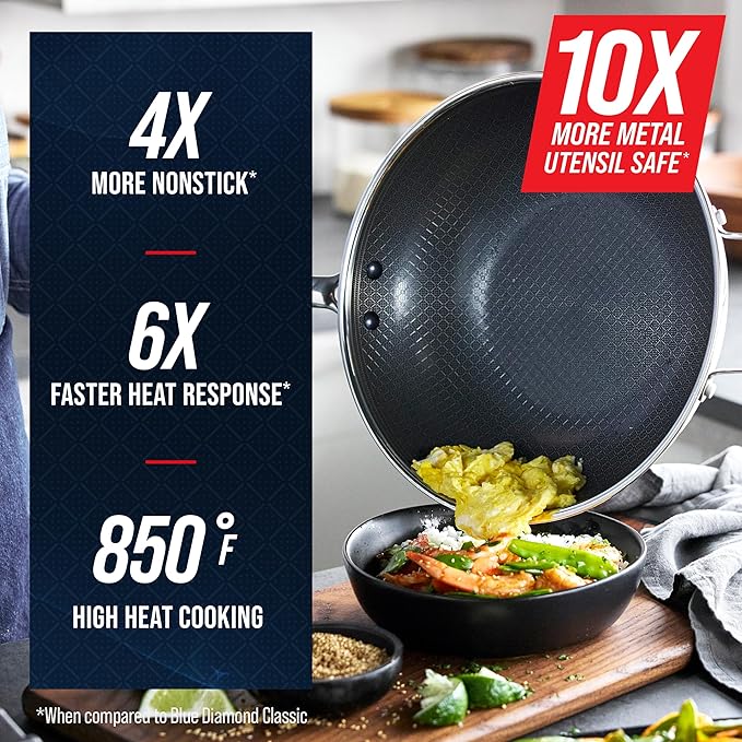 Wok Blue Diamond Diamond Bond Antiadherente 12" con Tapa Acero Inoxidable miniatura 4