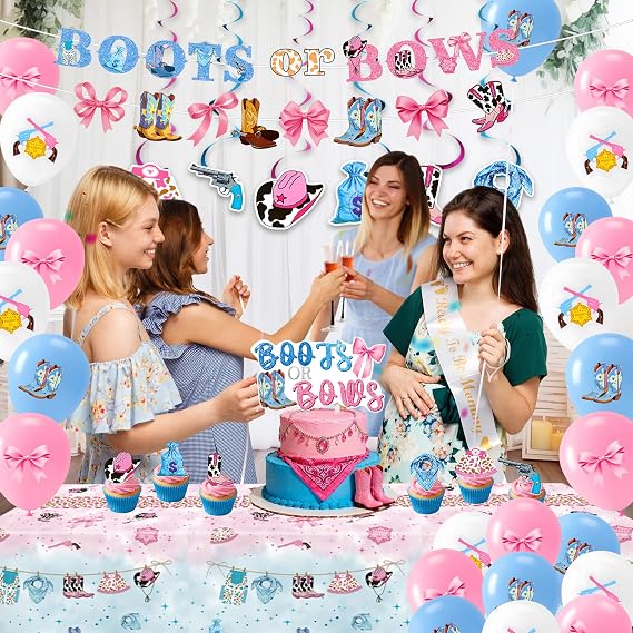 Boots or Bows Gender Reveal Decorations