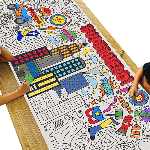 Vista 90 de Tiny Expressions Cartel gigante para colorear para niños, enrollado, sin arrugas, mantel para colorear para actividades infantiles, camión de Cartel