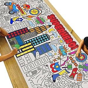 Amazon.com: Tiny Expressions Superhero Birthday, Coloring Tablecloth ...