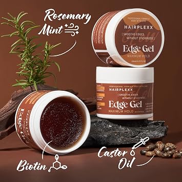 Glow Edge Control Gel With Maximum Hold, Non-Sticky, Sleek Finish, With Rosemary Mint, Biotin & Castor Oil for Deep Scalp & Hairline Moisture 5.07 Fl Oz