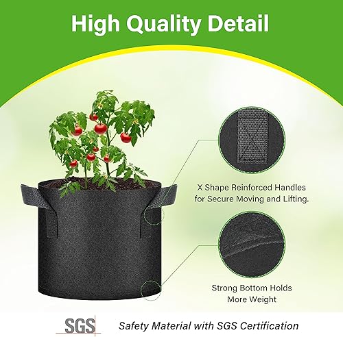 Miniatura 4 de HealSmart Paquete de 6 bolsas de cultivo no tejidas de 3 galones, macetas de tela de aireación con asas, adecuadas para frutas de jardín, verduras y