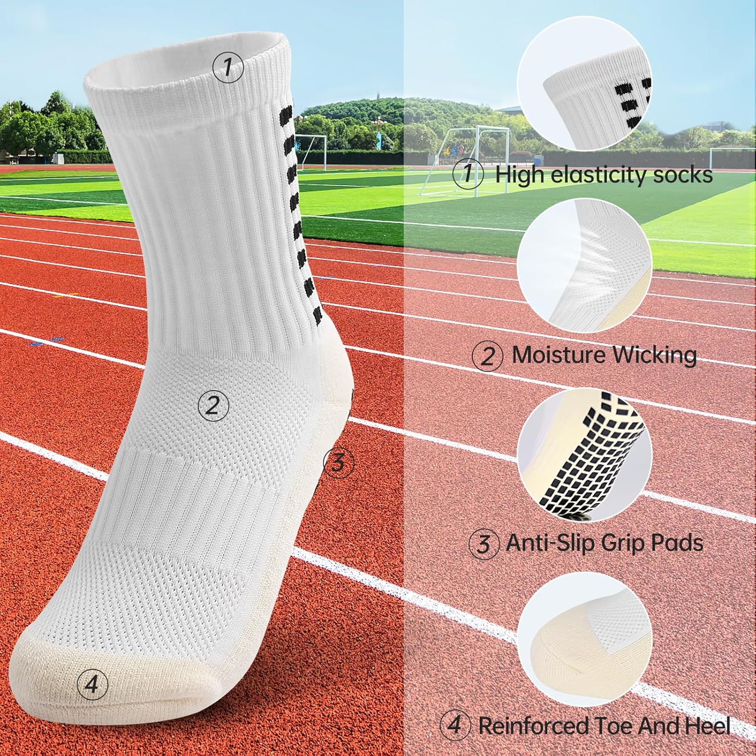 Yufree 4 Pairs Youth Grip Soccer Socks Grip Socks Kids Boys Girls Athletic Sport for Baseball Football Basketball