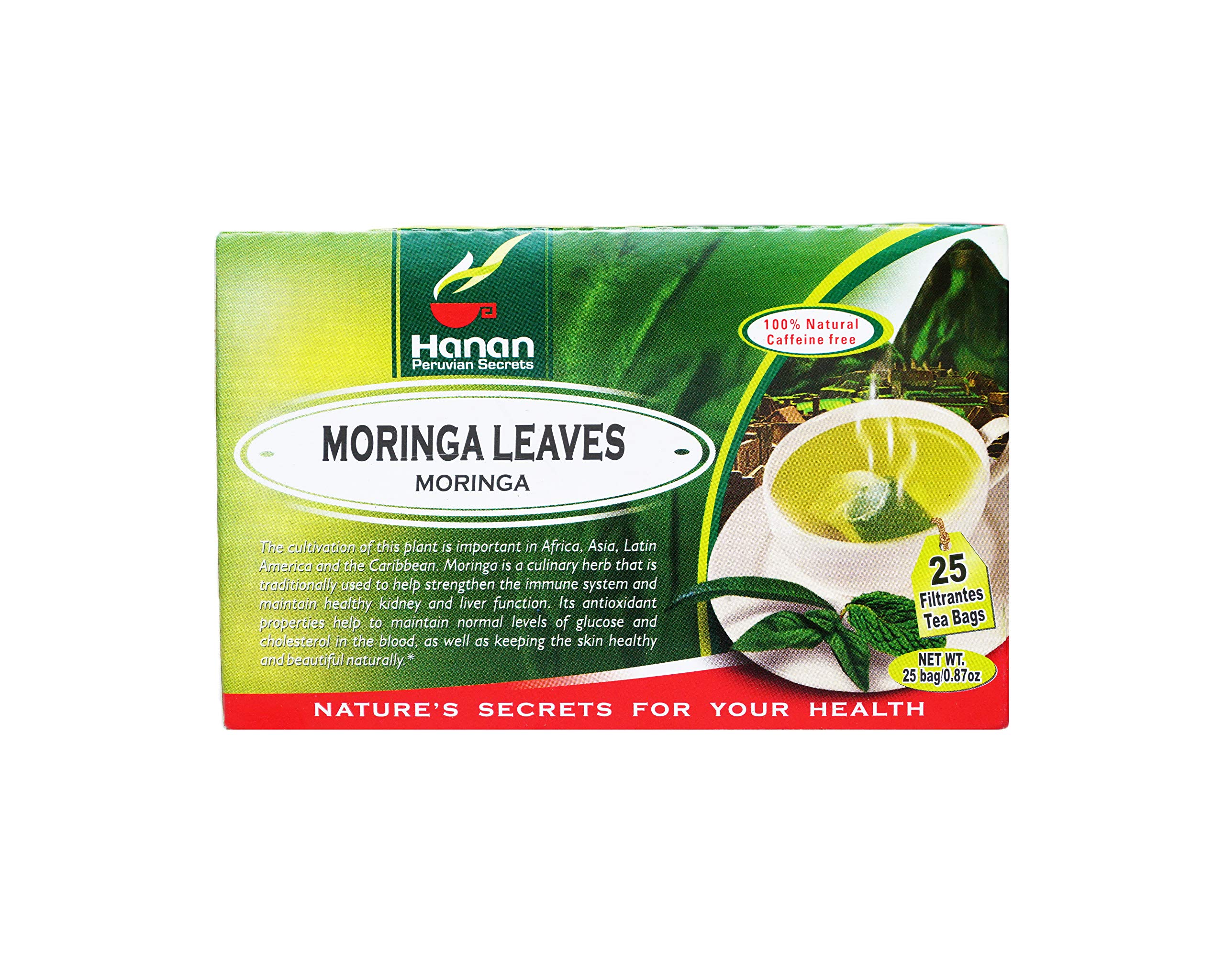 HANAN PERUVIAN SECRETSMoringa Superfood Tea | 100% All-Natural Moringa Oleifera Leaves (Hojas) from Peru traditionally used to support a healthy immune system & skin | 25 Tea Bags