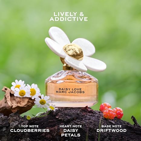 Marc Jacobs Daisy Love Eau de Toilette 3-pc Set (Daisy Love Women's Eau de Toilette 3.3oz Travel Spray 0.33oz Body Lotion for Women 2.5oz) Notes of Cloudberries, Daisy Petals, and Driftwood