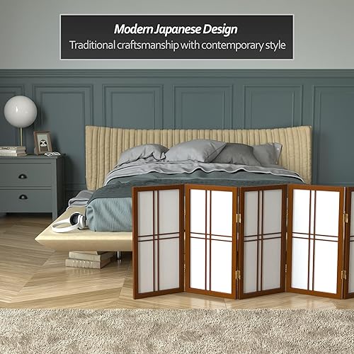 Miniatura 3 de Pantalla Shoji de doble cruz corta para escritorio de 2 pies - Nogal - 6 paneles Walnut,Negro