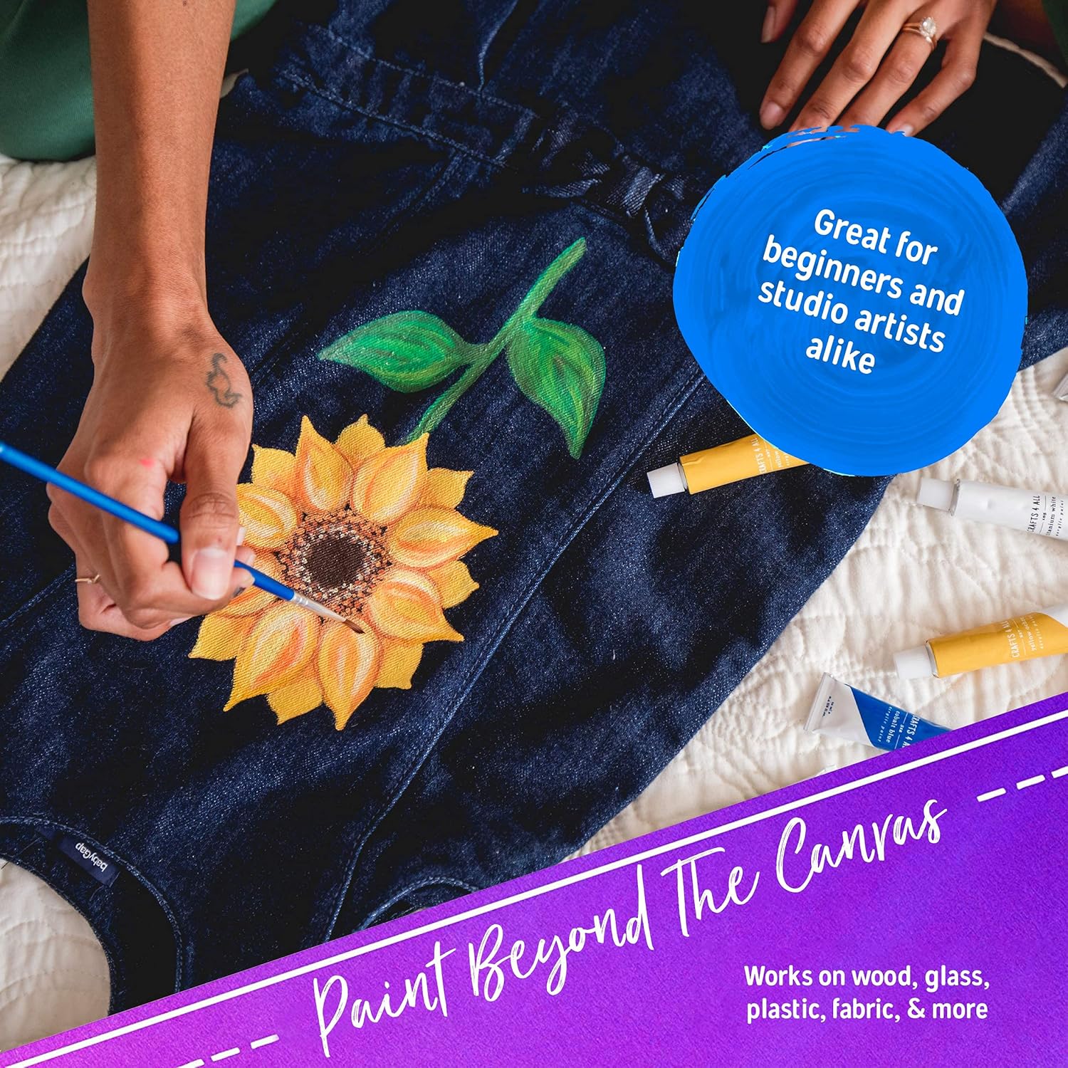 Crafts 4 All Acrylic Paint Set - 60 Vibrant Paints for Adults and Kids - Quality Art & Painting Supplies to Use on Wood, Canvas, Christmas Decorations, Fabric and Glass ﻿ : Arts, Crafts & Sewing