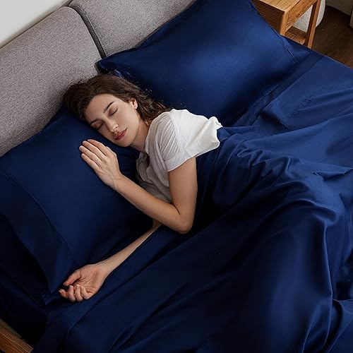 Berkshire Blanket Juego de ropa de cama de tejido percal de 300 hilos, sábanas y fundas de almohada de 100 % algodón, 3 piezas, bolsillo profundo,