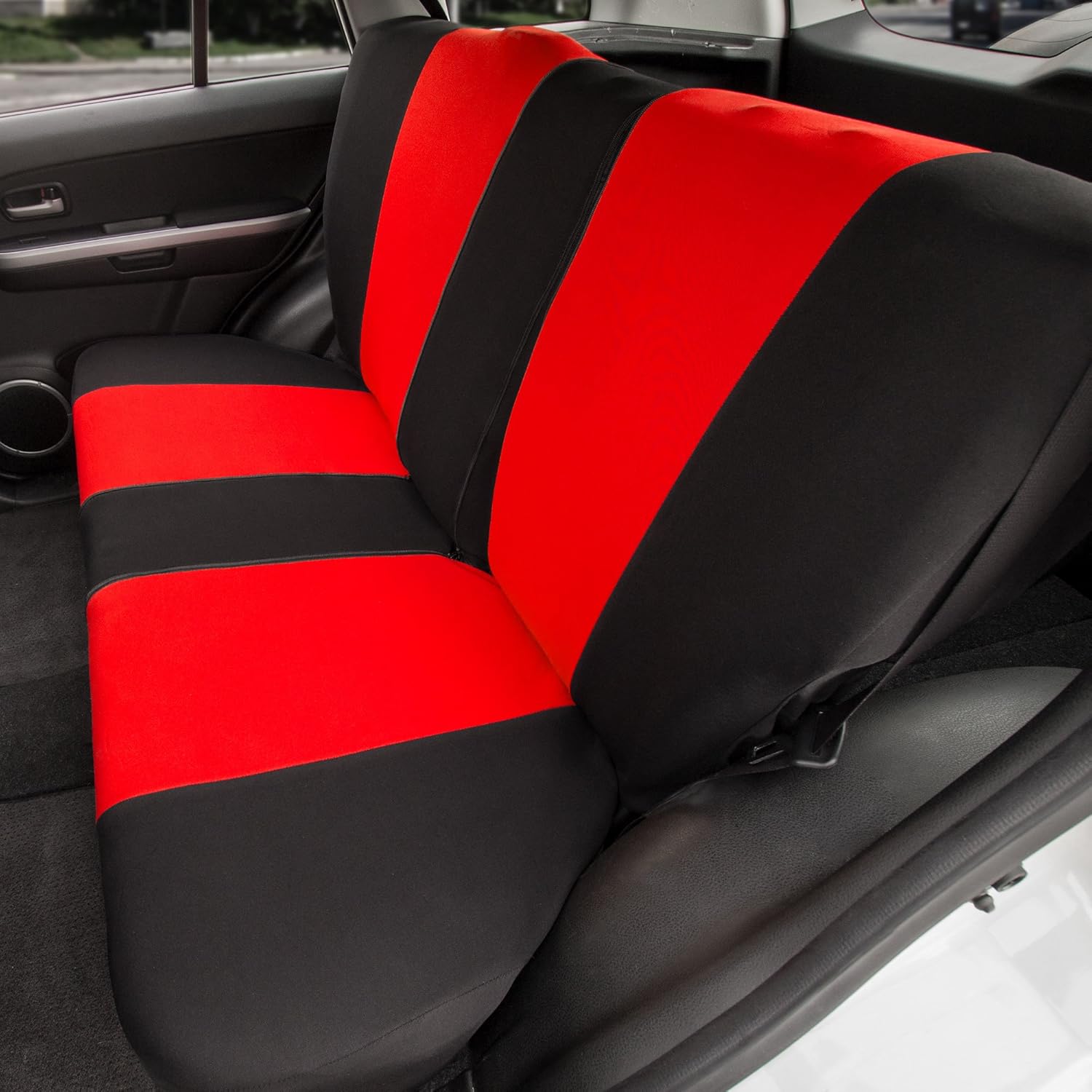 TLH Automotive Seat Covers Full Coverage Flat Cloth Seat Covers Rear, Car Seat Covers Black Color-Universal Fit Interior Accessories Car Seat Protector Automotive Seat Covers for Cars Auto Trucks SUV