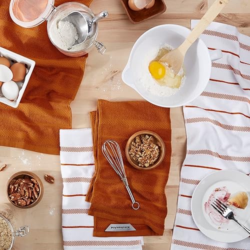 Miniatura 2 de KitchenAid Albany - Juego de 4 toallas de cocina, naranja mielblanco, 16 x 26 pulgadas