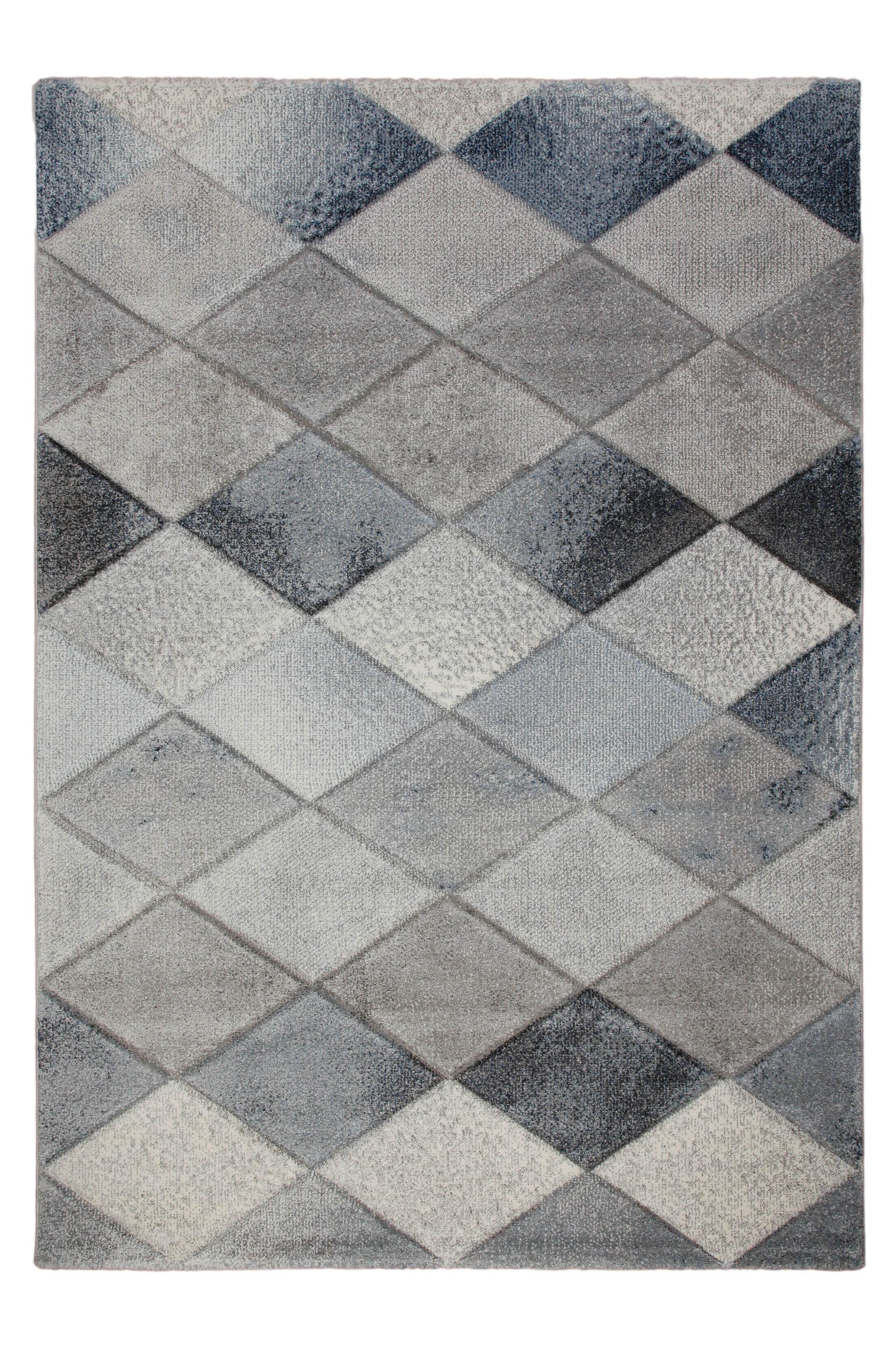 WECONhome Tapis de salon 160 x 230 cm - Motif losanges - Gris Bleu