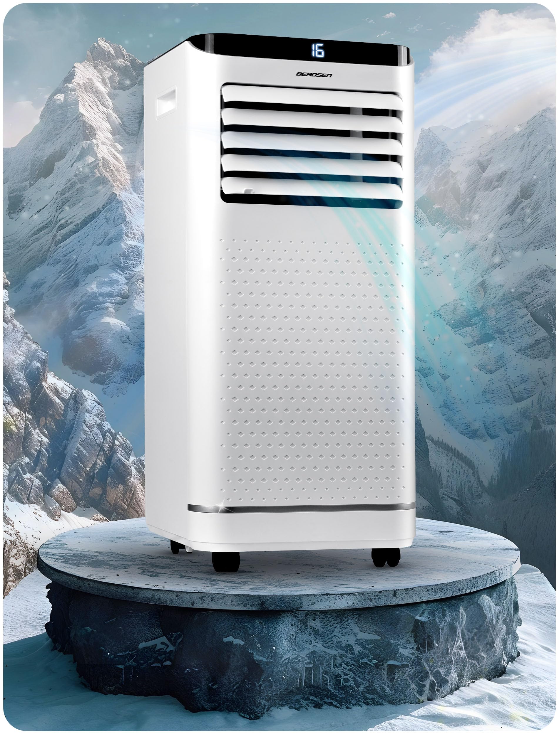 Berdsen Condizionatore portatile 9000 BTU - 4 in 1 con ventola, deumidificatore, modalità sleep - Tuya Smart App - Efficienza energetica