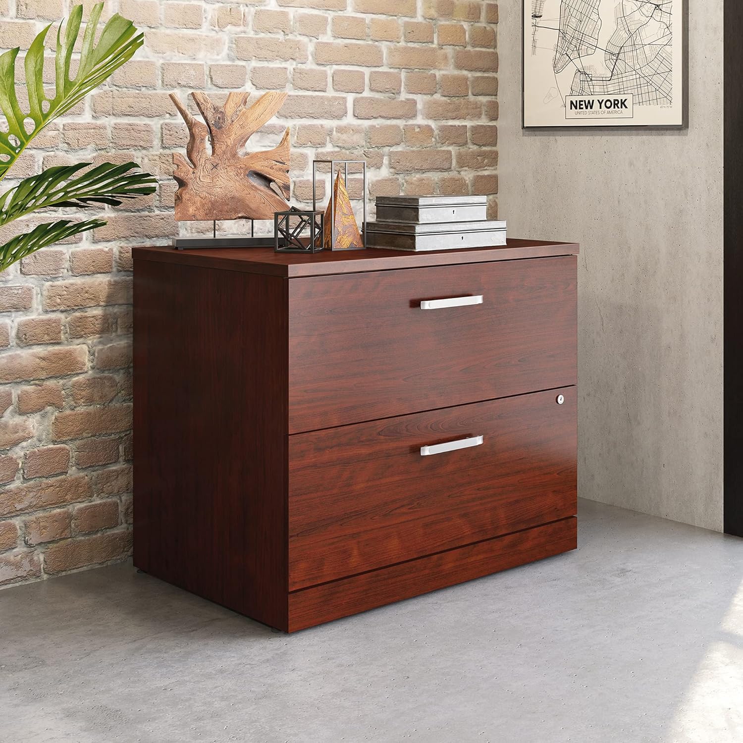 OfficeWorks by Sauder Affirm Lateral File, L: 35.43" x W: 23.47" x H: 29.29", in Classic Cherry Finish