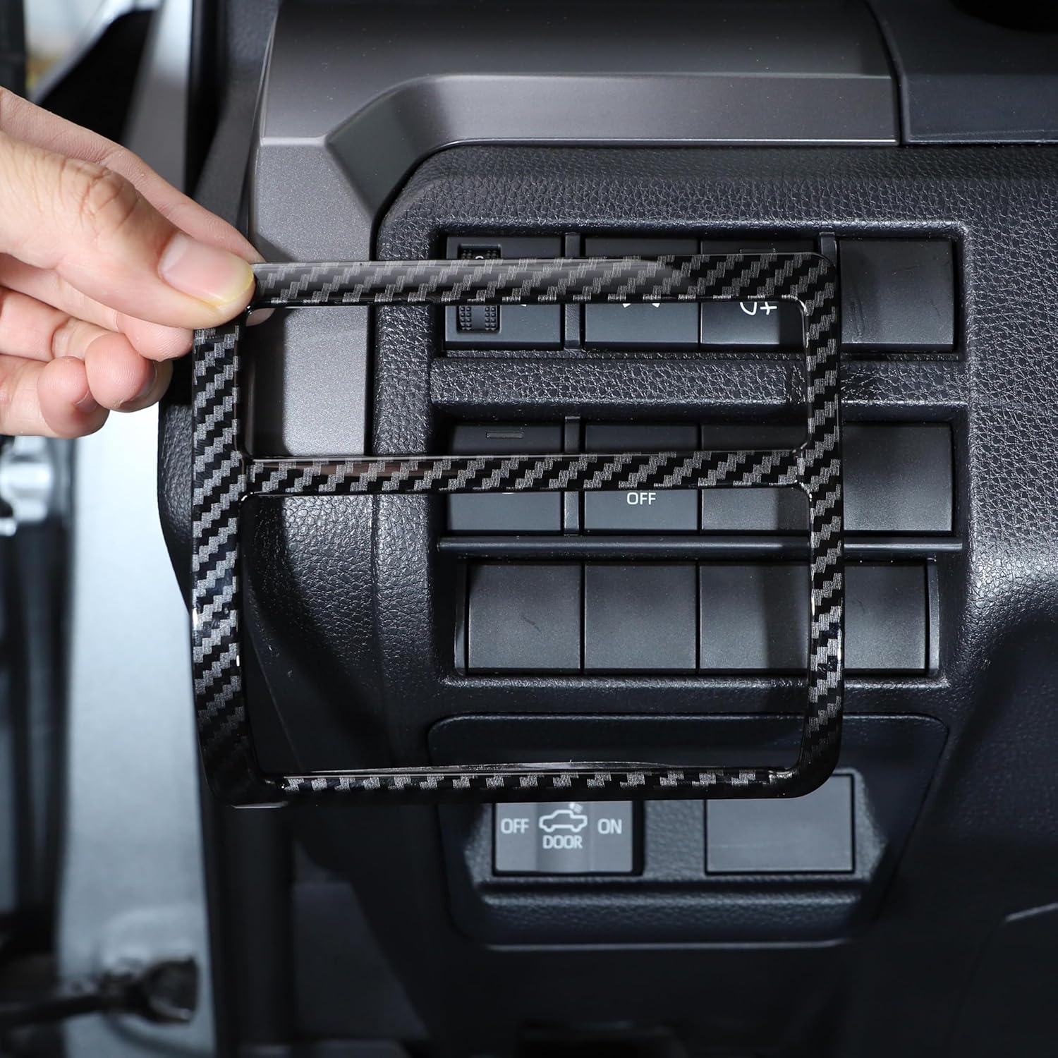 Dashboard Button Panel Frame Cover Trim Compatible with Toyota Tacoma 2024 2025 2026, Car Interior Decoration Accessories (Carbon Fiber Pattern)