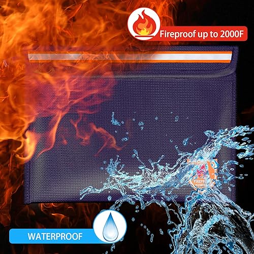 Miniatura 8 de Bolsa de documentos ignífuga 2200F5200F, 15 x 11 pulgadas con cremallera y tira reflectante, aislamiento térmico ignífugobolsa impermeable para