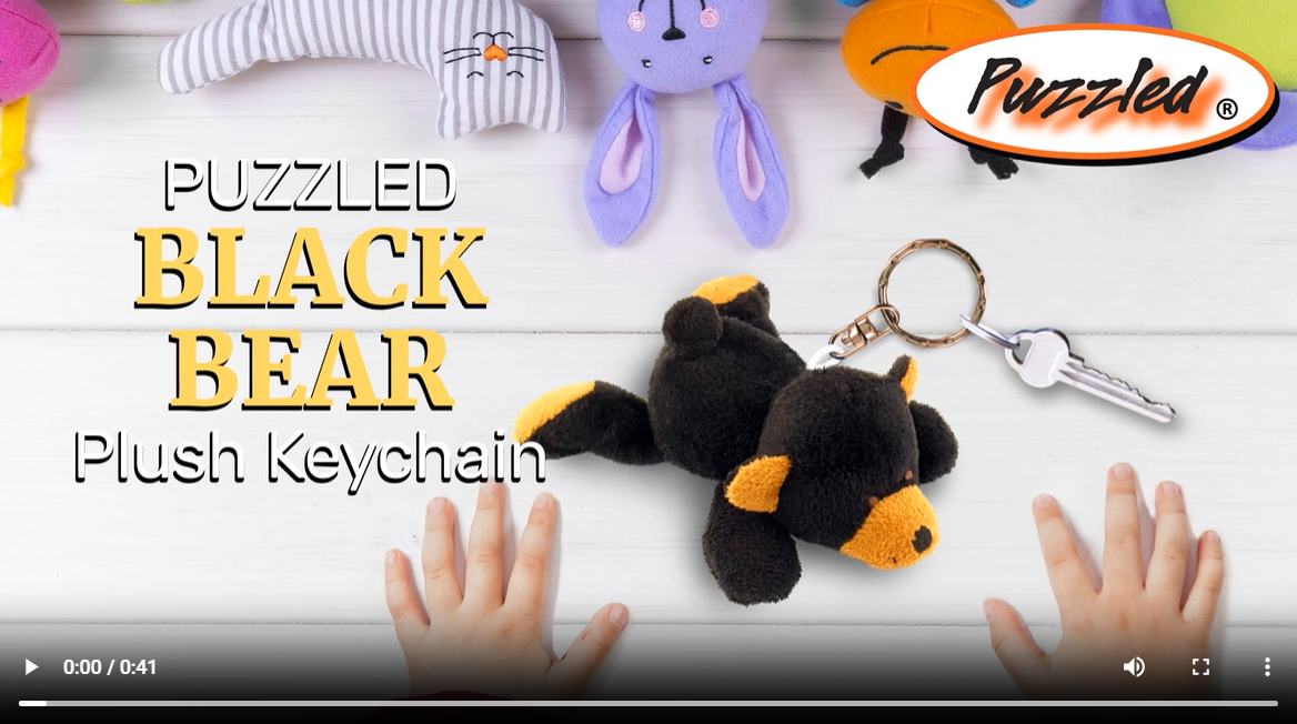 Amazon.com: Puzzled Black Bear Plush Keychain Stuffed Animal Toy
