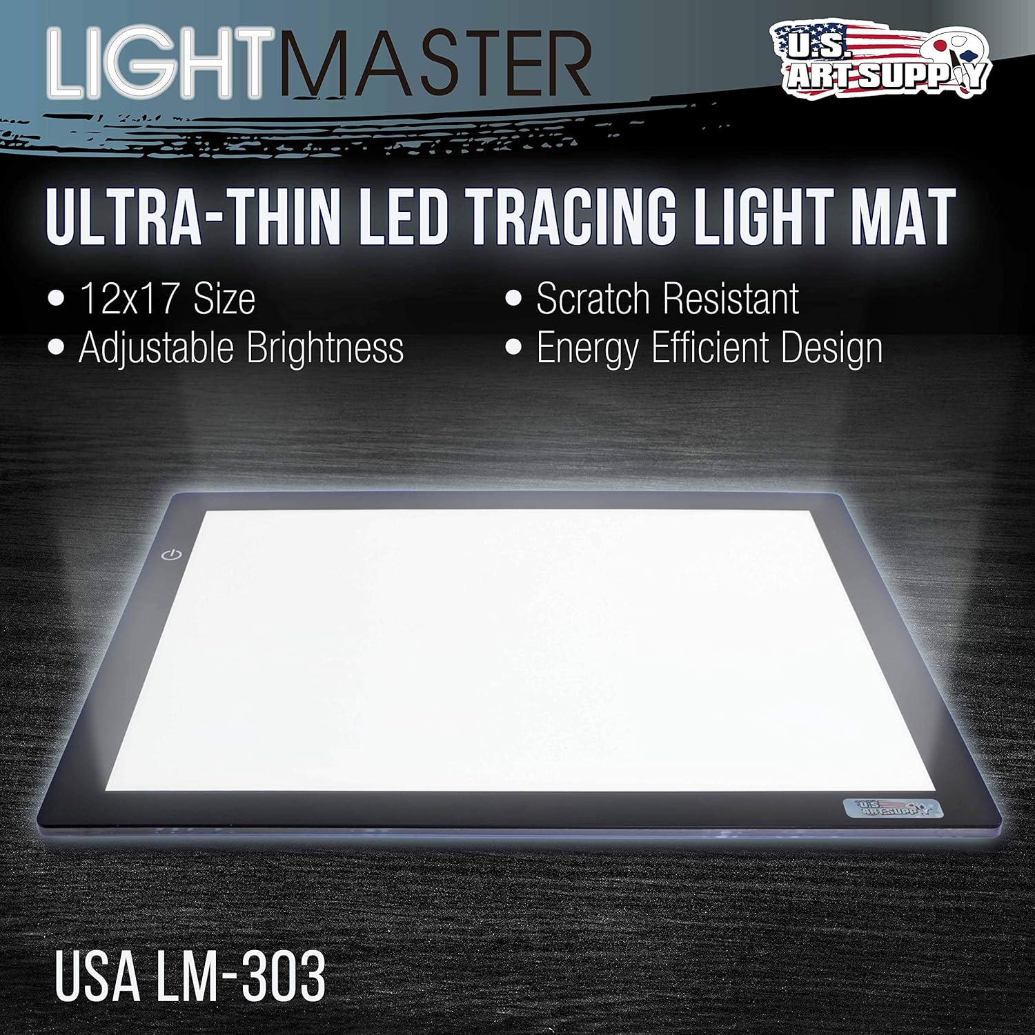 U.S. Art Supply Lightmaster 24.3" Diagonal Professional (A3) 12"x17" LED Lightbox Board 12-Volt Super-Bright Ultra-Thin 3/8" Profile Light Box Pad Dimmable - Measuring Overlay Grid & Circle Template : Arts, Crafts & Sewing