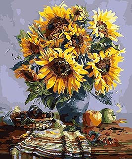 Painting by Numbers for Adults 16 x 20 Inch DIY Oil Paint with 3 Brushes and Acrylic Pigment for Kids,Young Adults,Adults Beginner -Sunflower (Without Frame) - coolthings.us